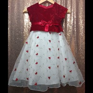 Girls Red White Tulle Dress 6